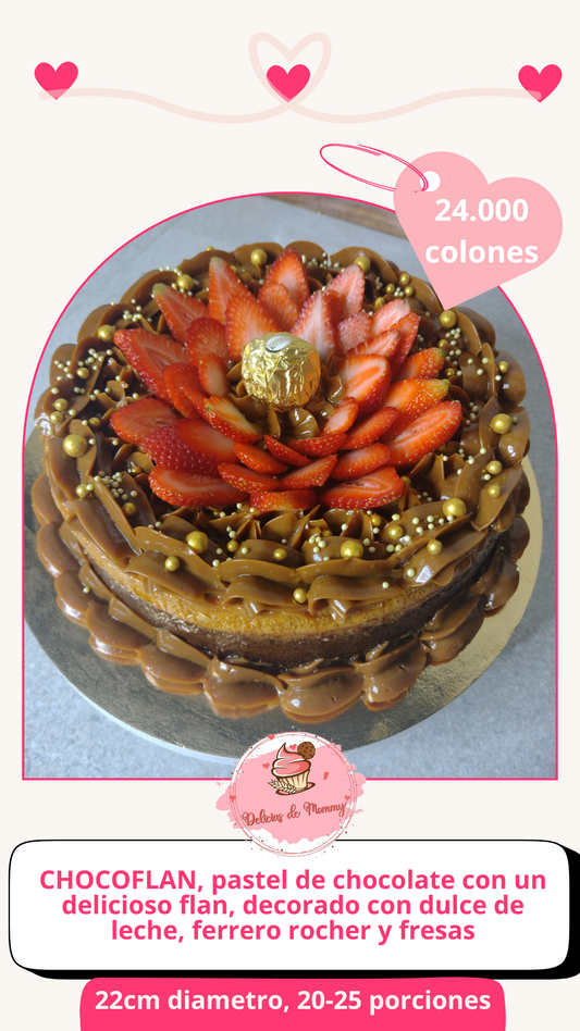Chocoflan con fresas